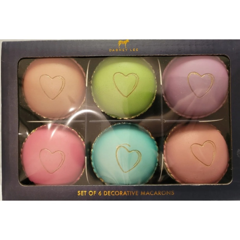 Dabney Lee Set Of 6 Decorative Macarons Hearts Valentines Tiered Tray Decor